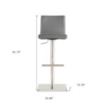 32-Inch Gray and Silver Steel Swivel Bar Stool with Footrest