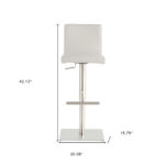 32 Inch White and Silver Steel Swivel Bar Stool