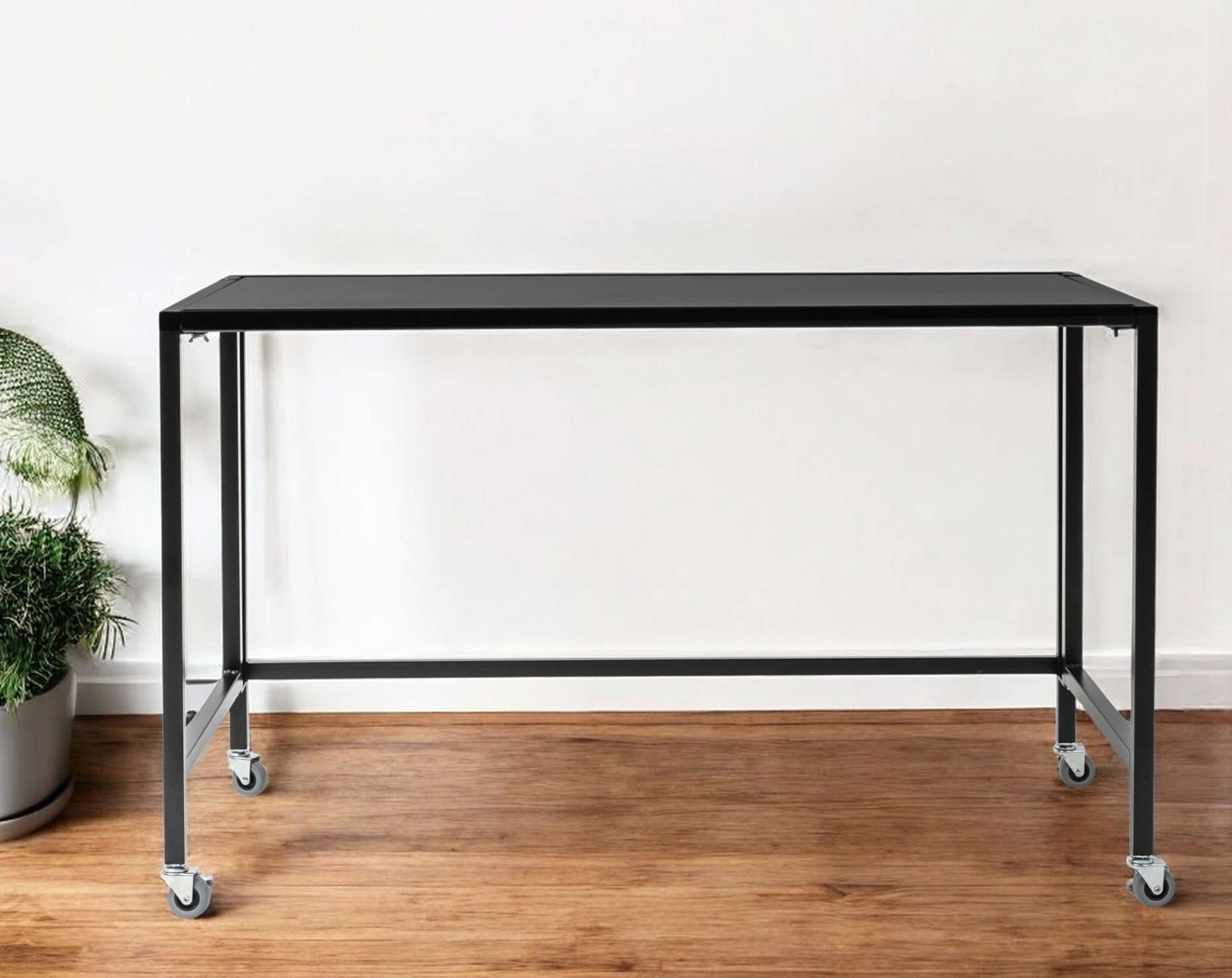 47 Inch Black Writing Desk With Foldable Design 1 47 Inch Black Writing Desk With Foldable Design