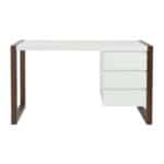 Classic White and Brown Writing Desk With Three Drawers