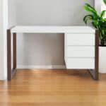 Classic White and Brown Writing Desk With Three Drawers
