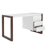 Classic White and Brown Writing Desk With Three Drawers