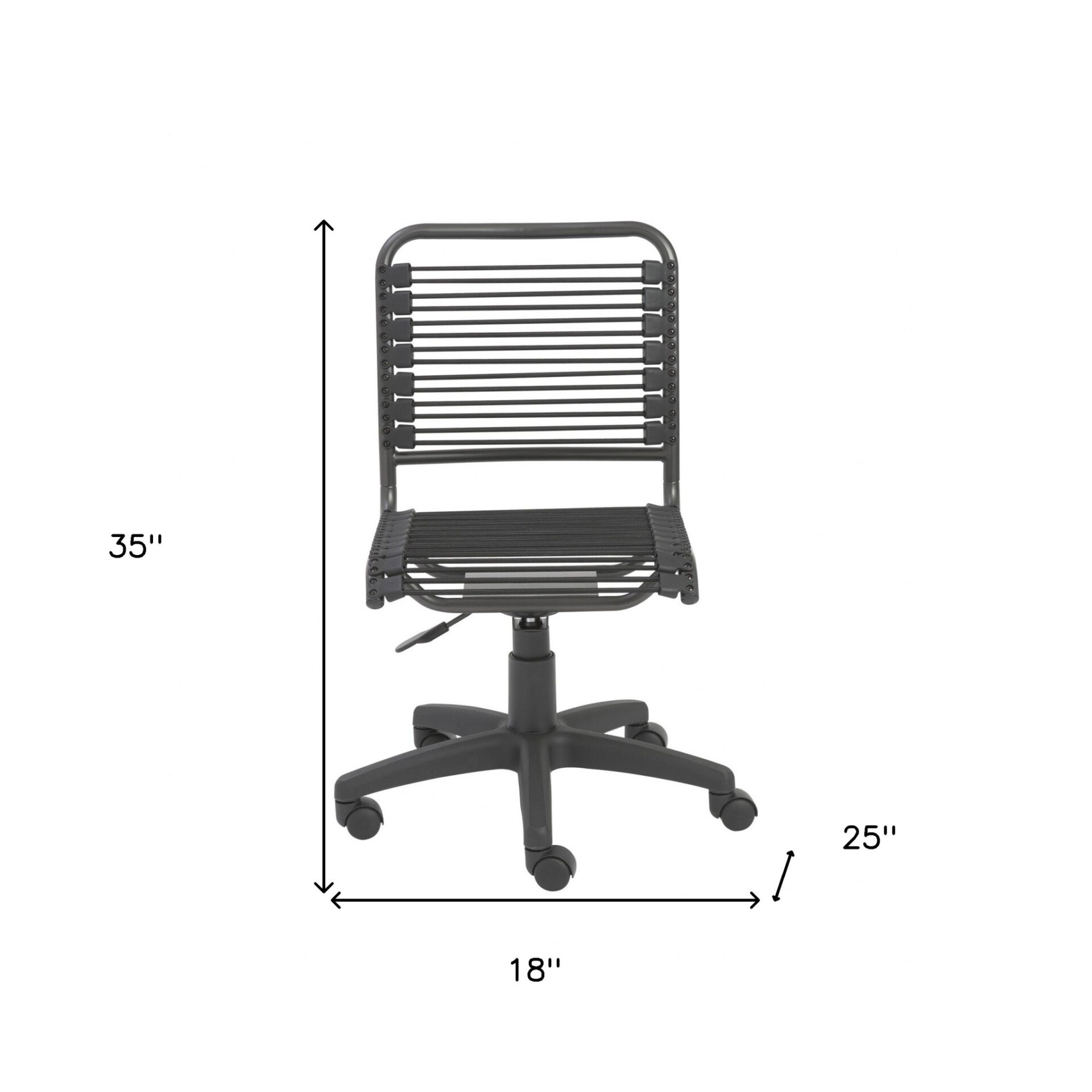 35-Inch Black Adjustable Swivel Bungee Rolling Office Chair 6 35-Inch Black Adjustable Swivel Bungee Rolling Office Chair - Image 6