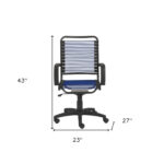 43 Inch Black and Blue Adjustable Swivel Bungee Office Chair