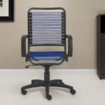 43 Inch Black and Blue Adjustable Swivel Bungee Office Chair