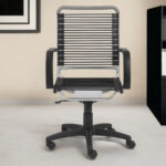 43-Inch Black and Silver Adjustable Swivel Bungee Office Chair & Height Adjust