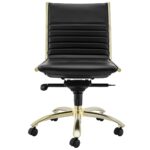 26 Inch Black and Gold Adjustable Faux Leather Office Chair