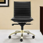 26 Inch Black and Gold Adjustable Faux Leather Office Chair