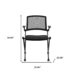 34.65-Inch Black Mesh Rolling Office Chair with Flip-Up Arms (Set of 2) 8 34.65-Inch Black Mesh Rolling Office Chair with Flip-Up Arms (Set of 2)