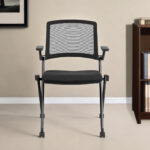34.65-Inch Black Mesh Rolling Office Chair with Flip-Up Arms (Set of 2) 6 34.65-Inch Black Mesh Rolling Office Chair with Flip-Up Arms (Set of 2)