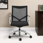 Adjustable Black and Silver Mesh Swivel Office Chair