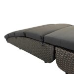 79" Modern Faux Wicker Chaise Lounge with Dark Grey Cushions