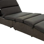 79" Modern Faux Wicker Chaise Lounge with Dark Grey Cushions