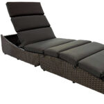 79" Modern Faux Wicker Chaise Lounge with Dark Grey Cushions