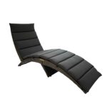 65" Modern Faux Wicker Chaise Lounge with Dark Grey Cushions