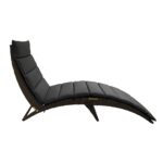 65" Modern Faux Wicker Chaise Lounge with Dark Grey Cushions