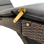 65" Modern Faux Wicker Chaise Lounge with Dark Grey Cushions