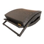 65" Modern Faux Wicker Chaise Lounge with Dark Grey Cushions