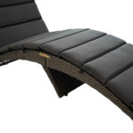 65" Modern Faux Wicker Chaise Lounge with Dark Grey Cushions