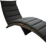 65" Modern Faux Wicker Chaise Lounge with Dark Grey Cushions