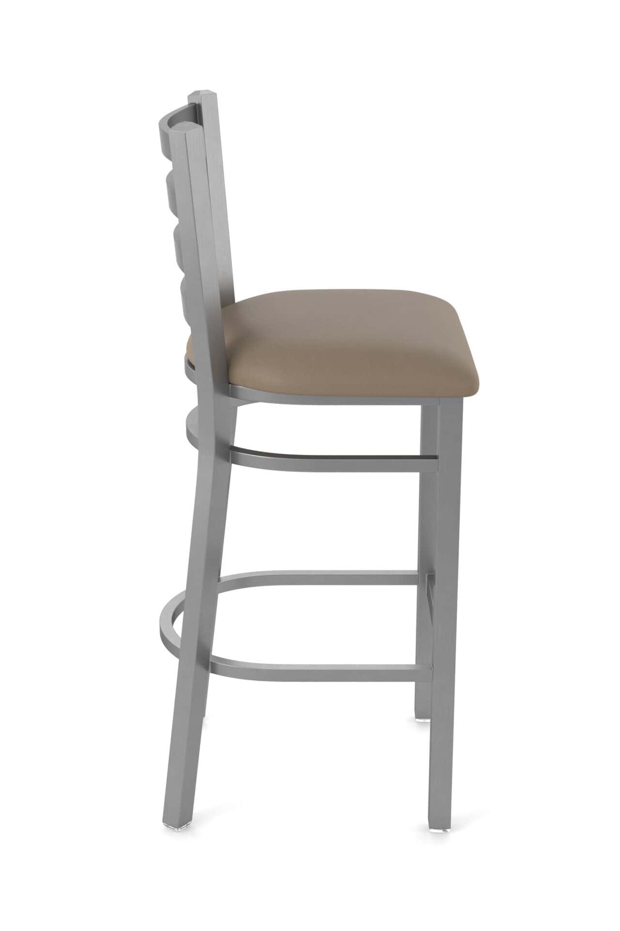 30-Inch Ladder Back Bar Stool with Steel Frame, Stainless Steel Finish, and Canter Earth Seat 4 30-Inch Ladder Back Bar Stool with Steel Frame, Stainless Steel Finish, and Canter Earth Seat - Image 4
