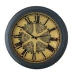 Industrial Black and Copper Wall Clock with Exposed Gears
