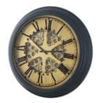 Industrial Black and Copper Wall Clock with Exposed Gears