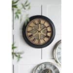 Industrial Black and Copper Wall Clock with Exposed Gears