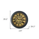 Industrial Black and Copper Wall Clock with Exposed Gears
