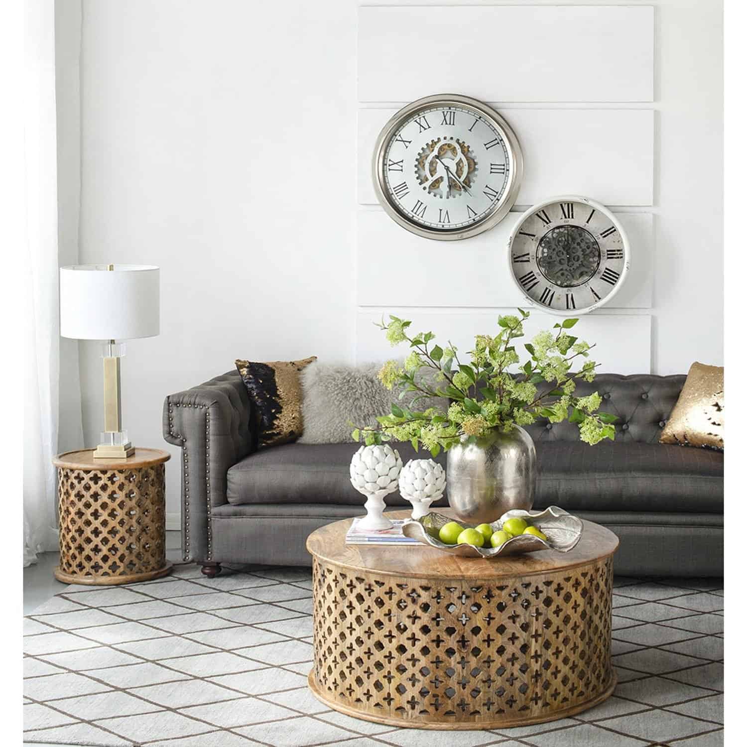 Rustic White Roman Numeral Industrial Gear Wall Clock 4 Rustic White Roman Numeral Industrial Gear Wall Clock - Image 4