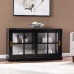 Black Sideboard with Glass Sliding Doors and Shelves 13 Black Sideboard with Glass Sliding Doors and Shelves