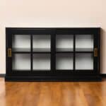 Black Sideboard with Glass Sliding Doors and Shelves 9 Black Sideboard with Glass Sliding Doors and Shelves