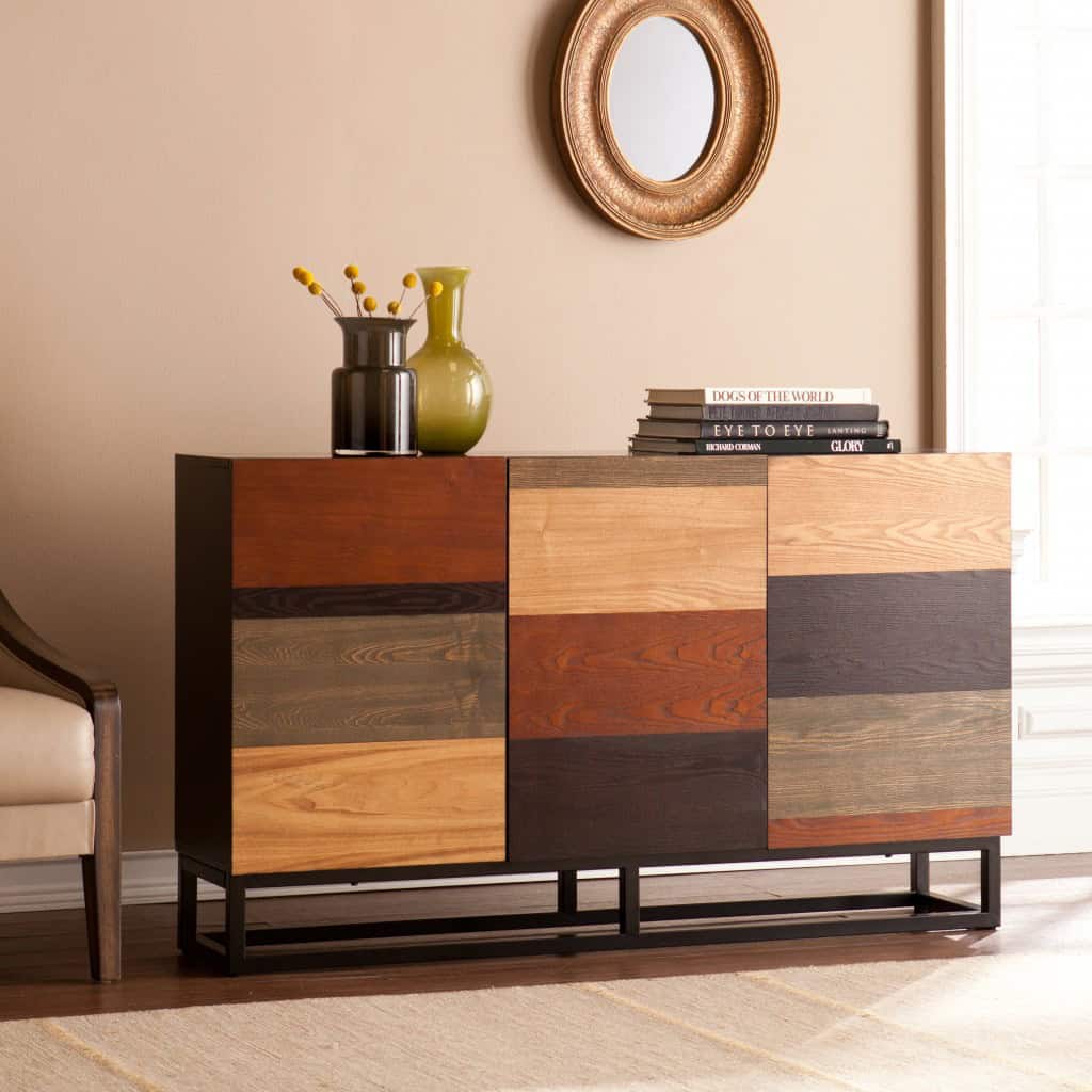 Mid Century Modern Color Block Three Door Bar Cabinet 5 Mid Century Modern Color Block Three Door Bar Cabinet - Image 5