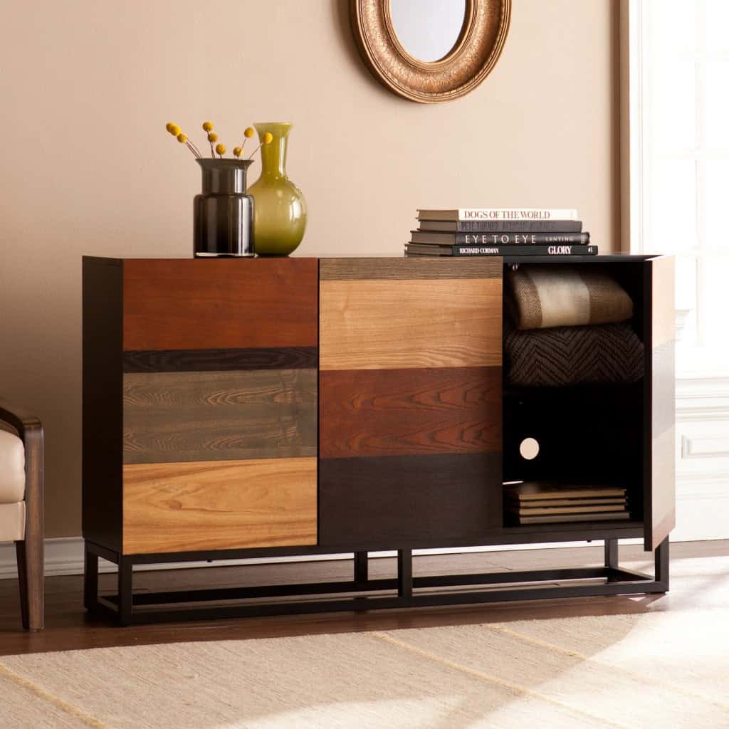 Mid Century Modern Color Block Three Door Bar Cabinet 6 Mid Century Modern Color Block Three Door Bar Cabinet - Image 6