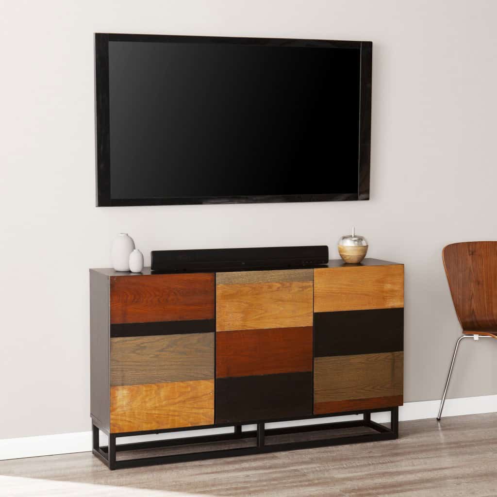 Mid Century Modern Color Block Three Door Bar Cabinet 4 Mid Century Modern Color Block Three Door Bar Cabinet - Image 4