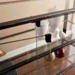 Rustic Black Glass Double Door Cabinet with Display Shelves 6 Rustic Black Glass Double Door Cabinet with Display Shelves
