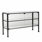 Rustic Black Glass Double Door Cabinet with Display Shelves 5 Rustic Black Glass Double Door Cabinet with Display Shelves