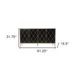 Black and Gold Harlequin Sideboard Cabinet with Adjustable Shelves