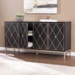 Black and Gold Harlequin Sideboard Cabinet with Adjustable Shelves