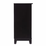 Black Cane Accent Storage Cabinet with Drawers and Shelves