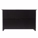 Black Cane Accent Storage Cabinet with Drawers and Shelves