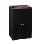 Black Wood and Marble Bar Cabinet with Wine Storage