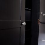 Black Wood and Marble Bar Cabinet with Wine Storage
