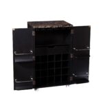 Black Wood and Marble Bar Cabinet with Wine Storage