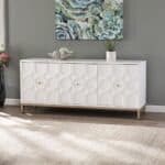 White and Gold Contemporary Sideboard with Shelves and Doors