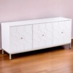 White and Gold Contemporary Sideboard with Shelves and Doors