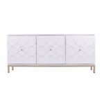 White and Gold Contemporary Sideboard with Shelves and Doors