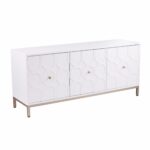 White and Gold Contemporary Sideboard with Shelves and Doors