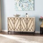 Art Deco Champagne Storage Cabinet with Black Metal Base