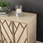 Art Deco Champagne Storage Cabinet with Black Metal Base
